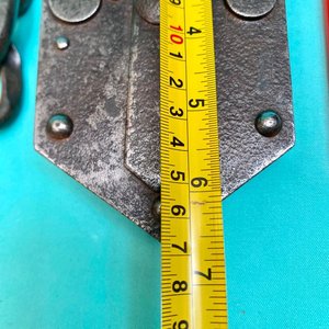 Muy antiguo candado de estancia en hierro, largo 17 cm x ⁸ cm de ancho sin la cadena - imagen 6