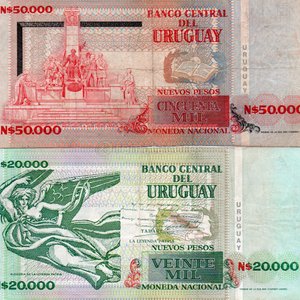 Billetes Uruguayos: 5, 10, 20, 50 y 50.000 Pesos Uruguayos - imagen 3