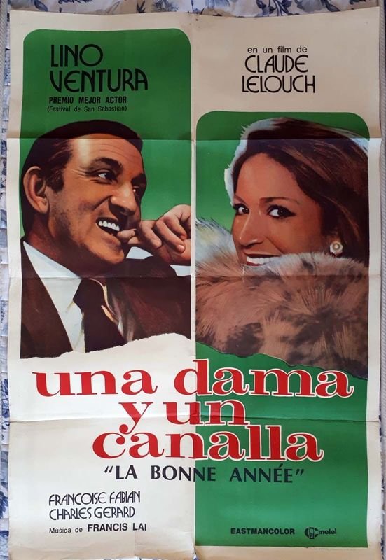 Poster Original "Una Dama y un Canalla" (La Bonne Année) con Lino Ventura - 1973