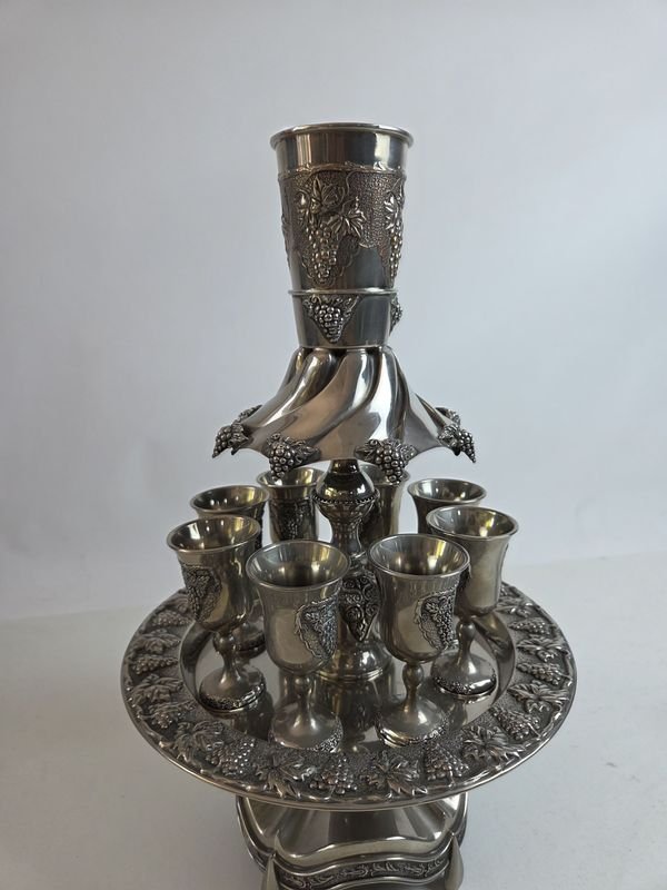 Juego divisor de vino Kiddush chapado en plata - imagen 4
