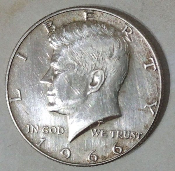 Moneda de Plata Media Dólar John F. Kennedy 1966 USA