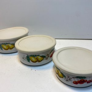 Juego de 4 Recipientes Enlozados con Motivo Frutal y Tapas Plásticas - imagen 3