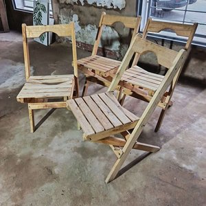 Lote de 4 Sillas Plegables de Madera Rústica - imagen 2