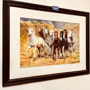 Cuadro de Caballos en Movimiento, Marco Marrón - imagen 2