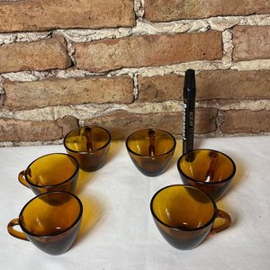 Juego de 6 Pocillos para Café de Vidrio Ámbar Antiguos - imagen 4
