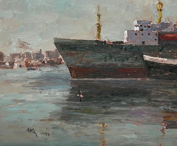 Lote siguiente: Pintura de barco en agua por Osvaldo Paz