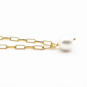 Cadena de Plata con Baño de Oro y Colgante de Perla de Río - imagen 2