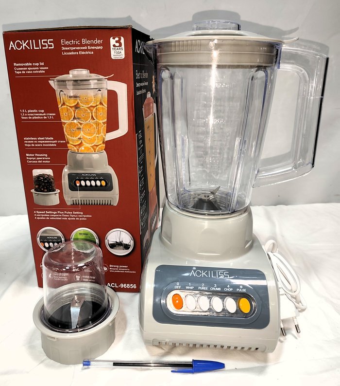 Licuadora Eléctrica Aokiliss 2 en 1 con Vaso Picador, Nueva en Caja