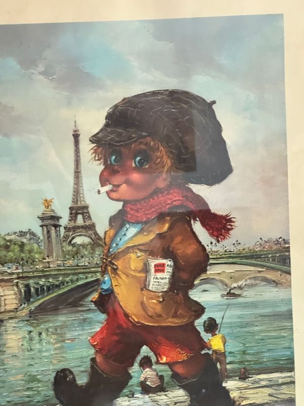 Par de cuadros infantiles vintage con temas parisinos - imagen 2