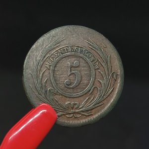 Moneda de 5 Centésimos de Uruguay de 1854, Cobre Clásico - imagen 4