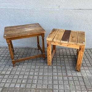 Dos Mesas de Madera para Living: Rústica y Patas Torneadas - imagen 1