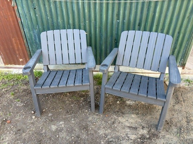 Juego de 2 sillones de exterior de plástico gris