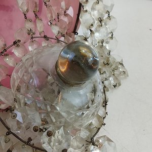 Antigua Araña de Techo de Cristal Prensado con Flores Pintadas a Mano - imagen 7