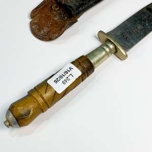 Cuchillo Antiguo con Cabo de Guampa y Vaina de Cuero - imagen 3