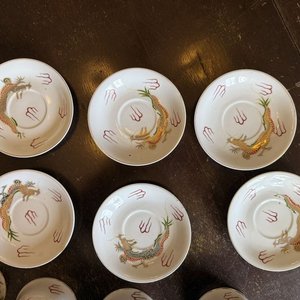 Juego de Té de Porcelana con Dragón: 2 Teteras, Azucarera, 6 Tazas y 6 Platos - imagen 10