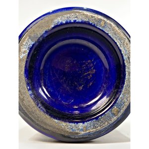 Florero de Loza Azul Cilíndrico con Guarda Dorada - imagen 6