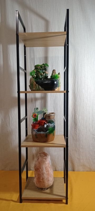 Repisa de madera y hierro con 4 estantes - imagen 1