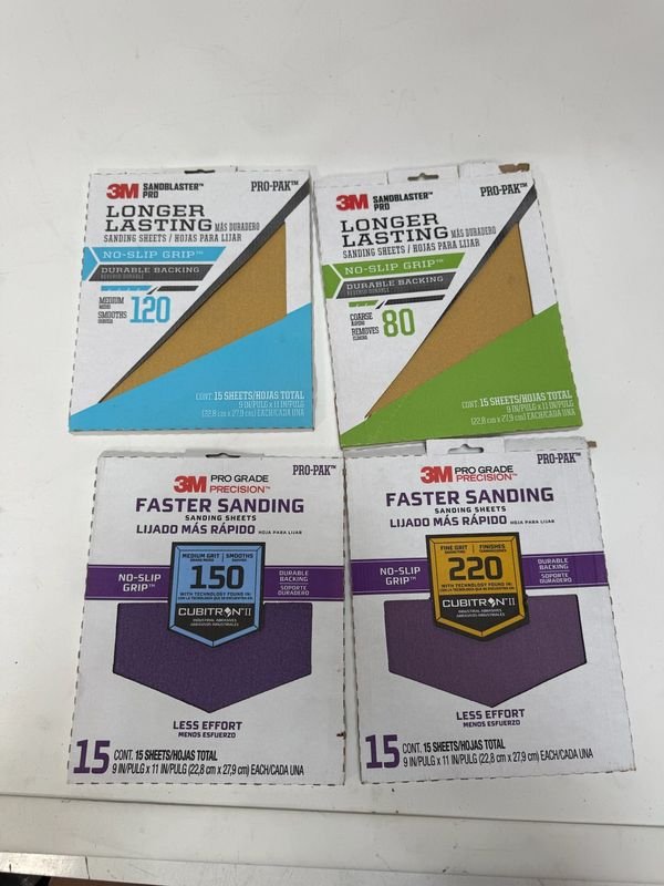Pack de 4 lijas 3M Pro-Sand, granos 80, 120, 150 y 220