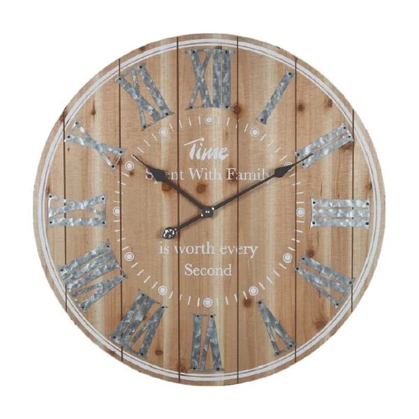 Reloj de Pared Rústico Grande 68cm con Números Romanos