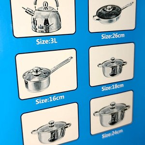 Juego de Batería de Cocina de Acero Inoxidable de 12 Piezas con Caldera y Tapas de Vidrio - imagen 6
