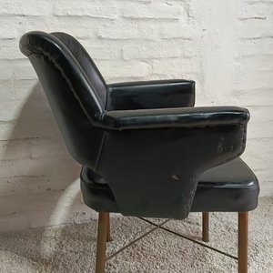 Silla de Oficina Tapizada en Cuero Negro con Apoyabrazos - imagen 6