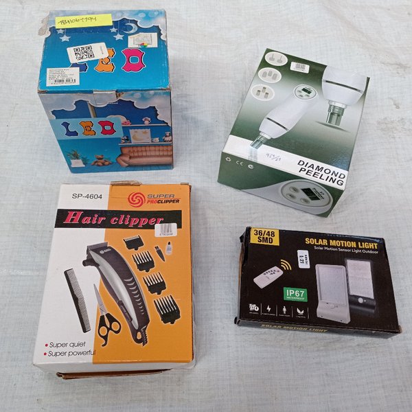 Cuatro piezas: lámpara infantil led + maquina para exfoliar + lámpara solar + cortadora de cabello. - imagen 1