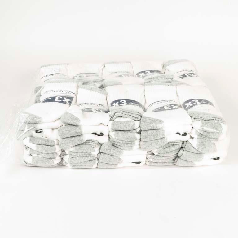 Pack de 60 Pares de Medias Blancas y Grises, Talle W US 7/9