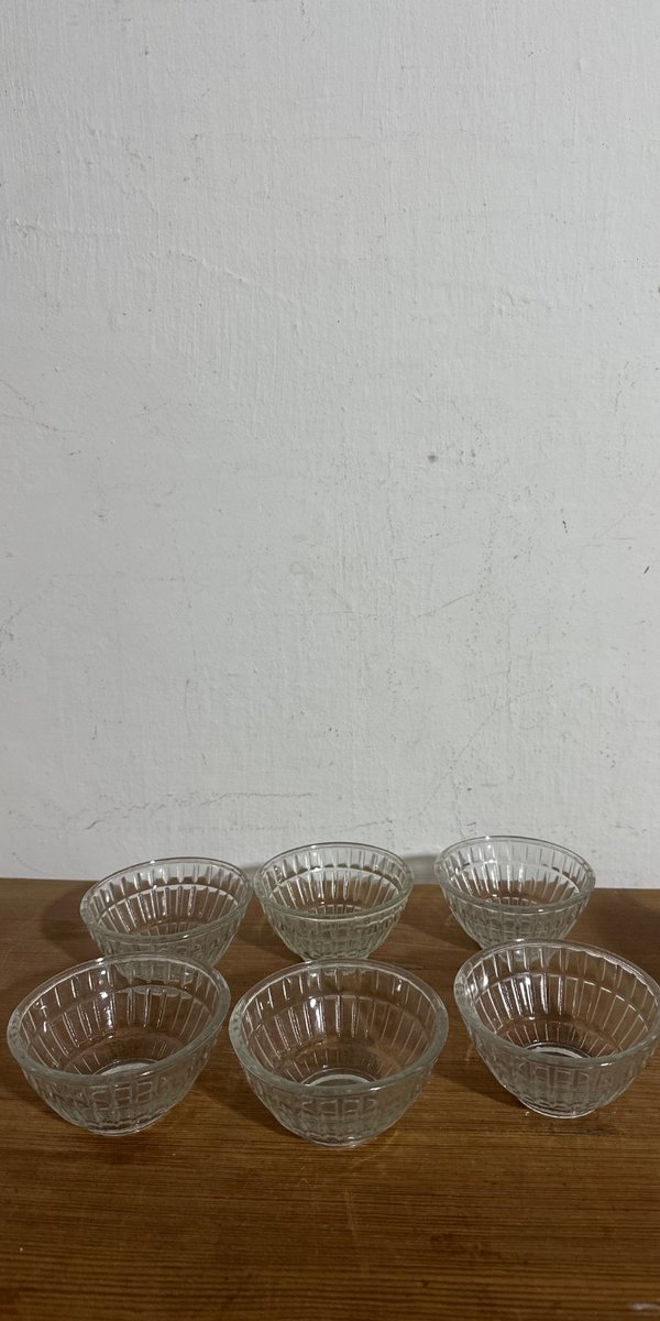 Set de 6 Compoteras de Vidrio con Diseño Rayado