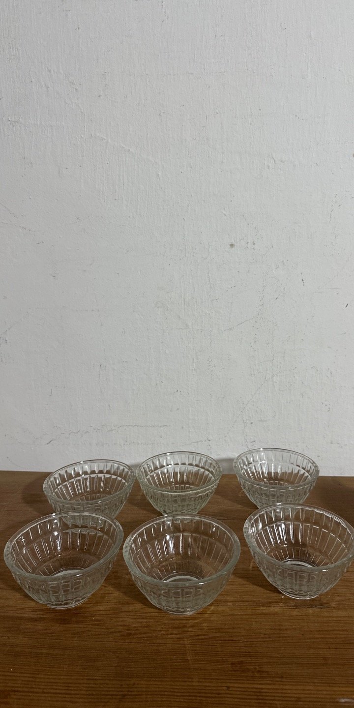 Set de 6 Compoteras de Vidrio con Diseño Rayado