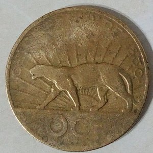 Moneda Conmemorativa Uruguay 10 Centésimos 1930 Puma Bronce - imagen 2