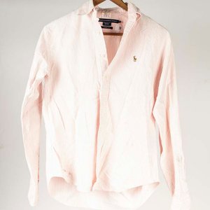 Camisa Ralph Lauren Rayada Blanca y Rosada Talle 6 Slim Fit - imagen 1