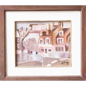 Lote siguiente: Pintura al óleo "Ciudad" de E. V., 1995