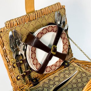 Canasta de Mimbre para Picnic con Vajilla Completa - imagen 2