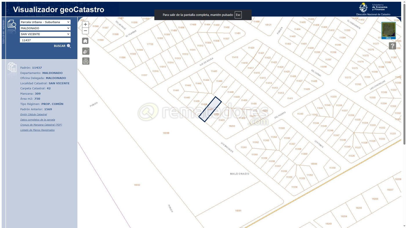 Plano Catastral de Manzana en Maldonado