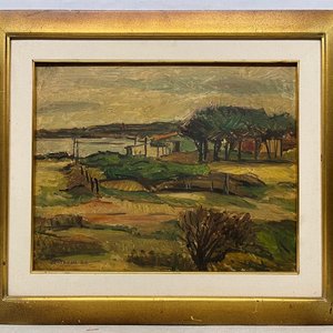 Oleo "Playa Grande" de Cristy Gava, 40 x 50 cm, Firmado y Fechado '80 - imagen 2