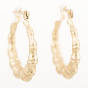 Par de Aros Argolla Oro 18k Diseño Bambú - imagen 1