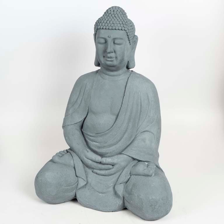 Figura Buda Decorativa Moderna de Fibra Gris