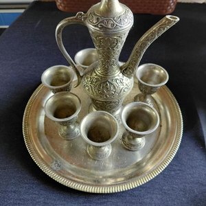 Juego de Té Árabe Metálico con Bandeja y Vasos - imagen 3