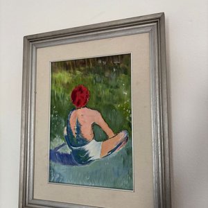 Óleo "Joven Sentado" por Rubén R. Santana Alfonso, Interpretación de Émile Bernard - imagen 6