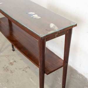 Mesa de Arrimo Americana con Estante Curvo y Tapa de Vidrio - imagen 2