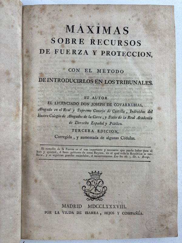 Lote anterior: Libro de derecho público español del siglo XVIII