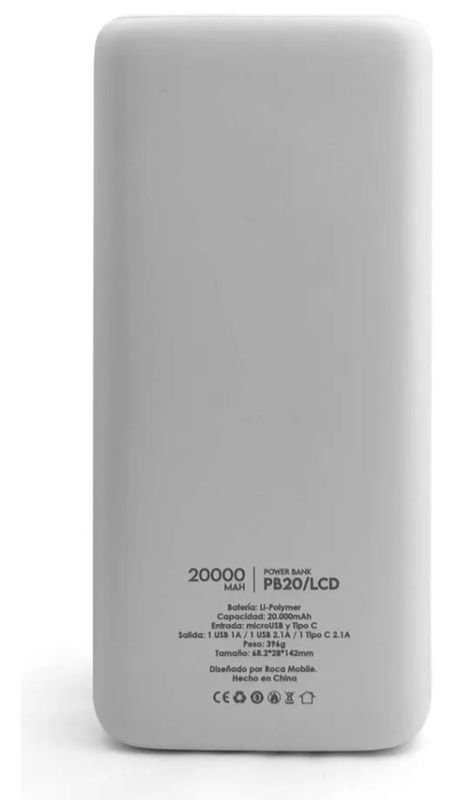 Cargador Portátil Power Bank Roca 20000 Mah Con Lcd 2 Usb - imagen 3