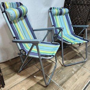 Lote de 2 Sillas Reposeras Reclinables con Almohadillas, Azul y Verde - imagen 2