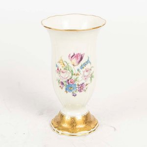 Florero Rosenthal "Chippendale" con Detalles en Oro y Flores - imagen 1