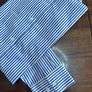 Camisa A. Crew Rayada Azul y Blanca Talle XXL Nueva - imagen 3