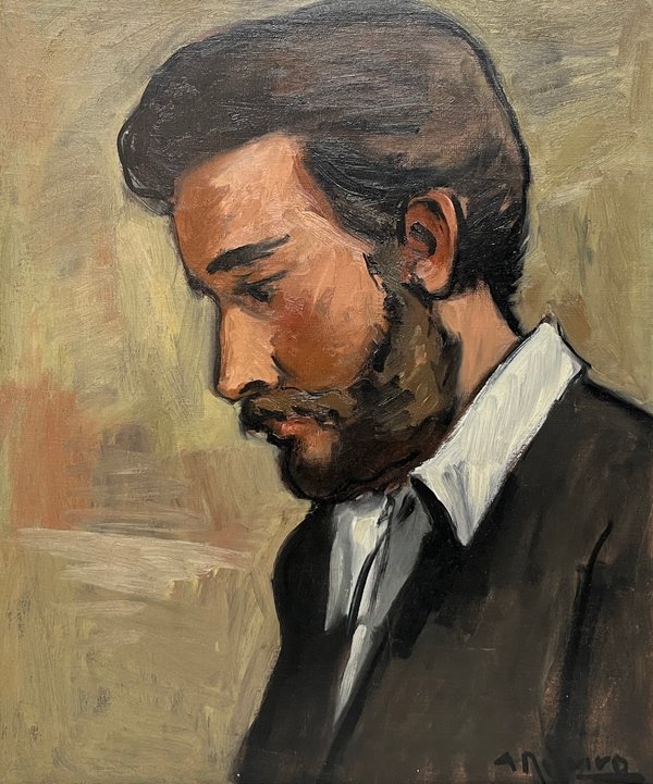 Retrato de Perfil al Óleo sobre Tela por Alceu Ribeiro