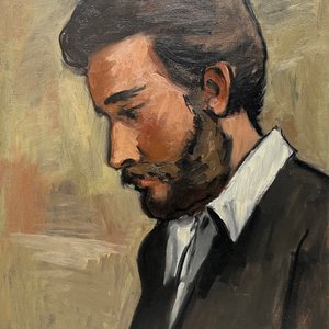 Retrato de Perfil al Óleo sobre Tela por Alceu Ribeiro - imagen 1