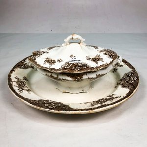 Plato Centro y Salsera con Tapa de Porcelana Inglesa Royal Marlborough - imagen 2