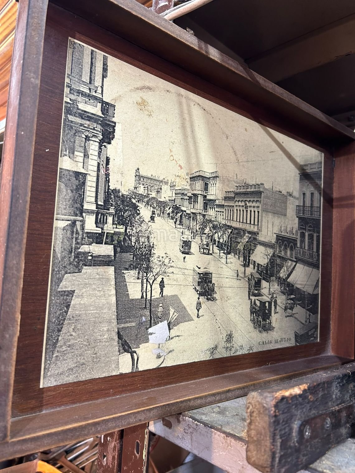 Antigua Fotografía Enmarcada de Calle Histórica