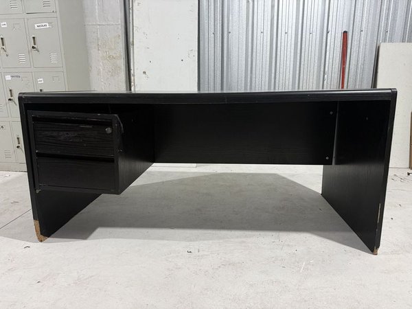 Escritorio de Oficina Amplio Negro con Módulo de Cajones